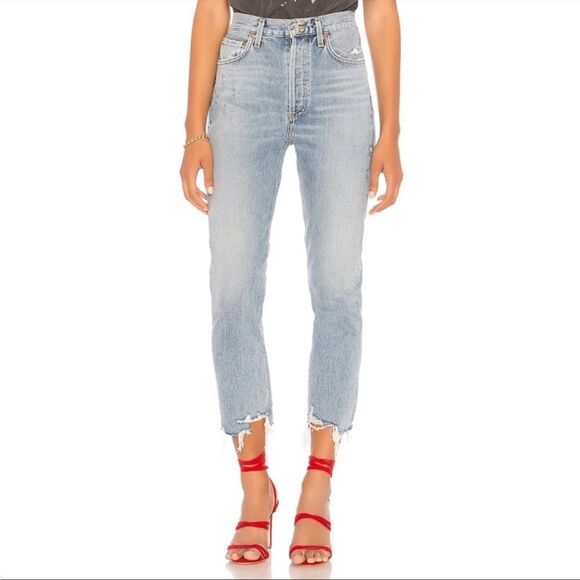 AGOLDE Riley High Rise Straight Crop Jeans Doubt - Picture 1 of 9